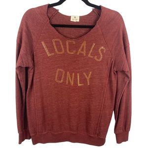 SUNDRY Rust Sequins Locals Only Raw Scoop Neck Sweater Small